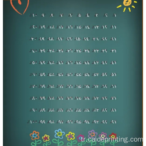 Braille mektubu olan 3 plastikleştirilmiş kağıt poster